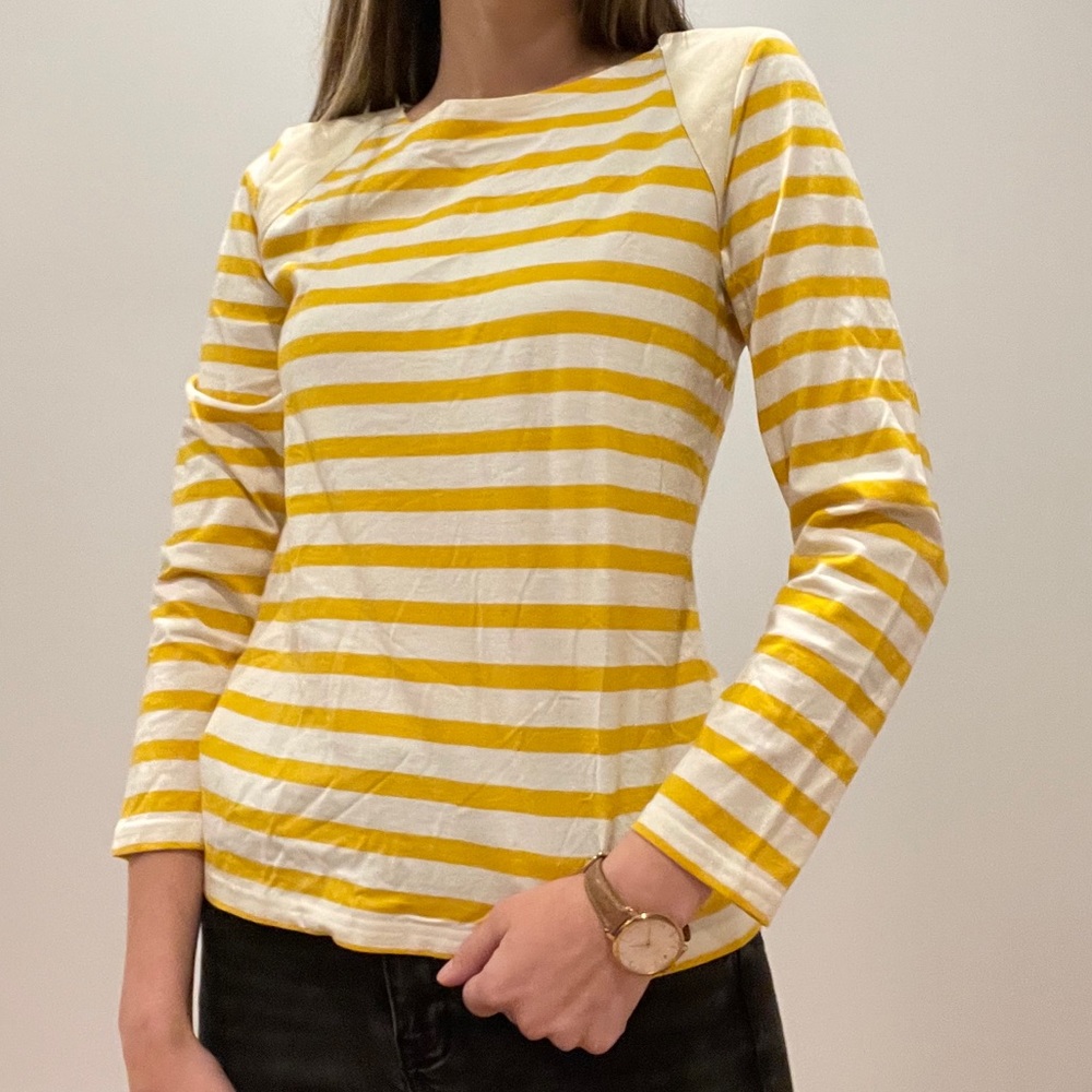 J. Crew yellow & white striped shirt